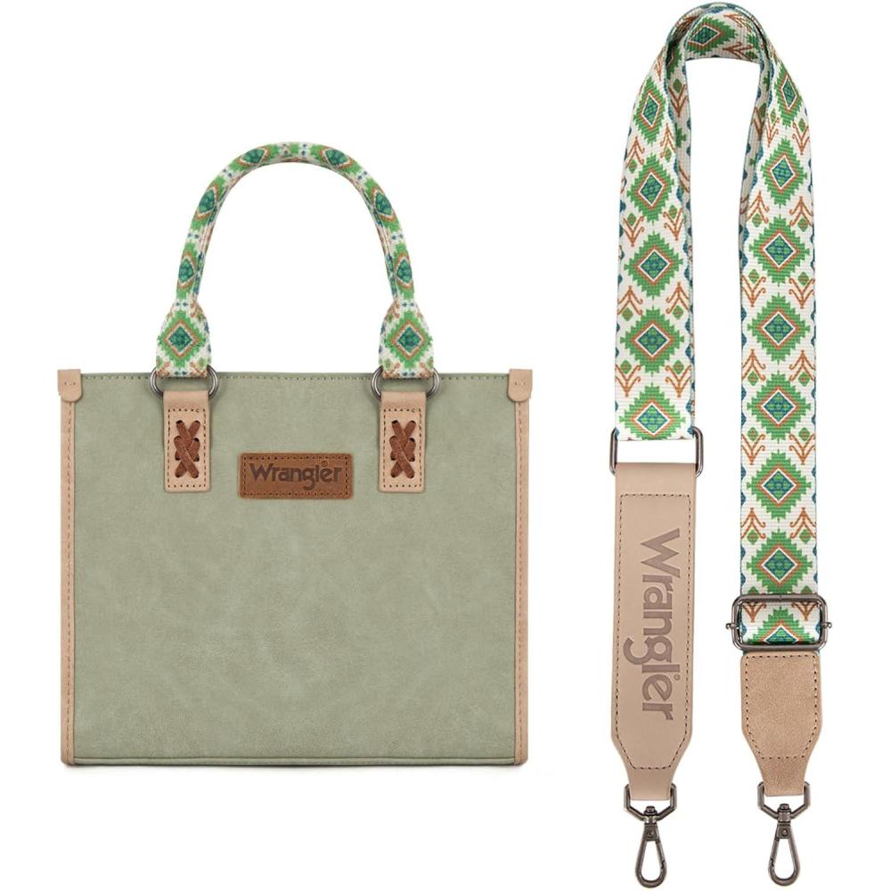 imageWrangler Tote Bag for Women Aztec Western Retro Purse Top Handle HandbagsBaztecgreen