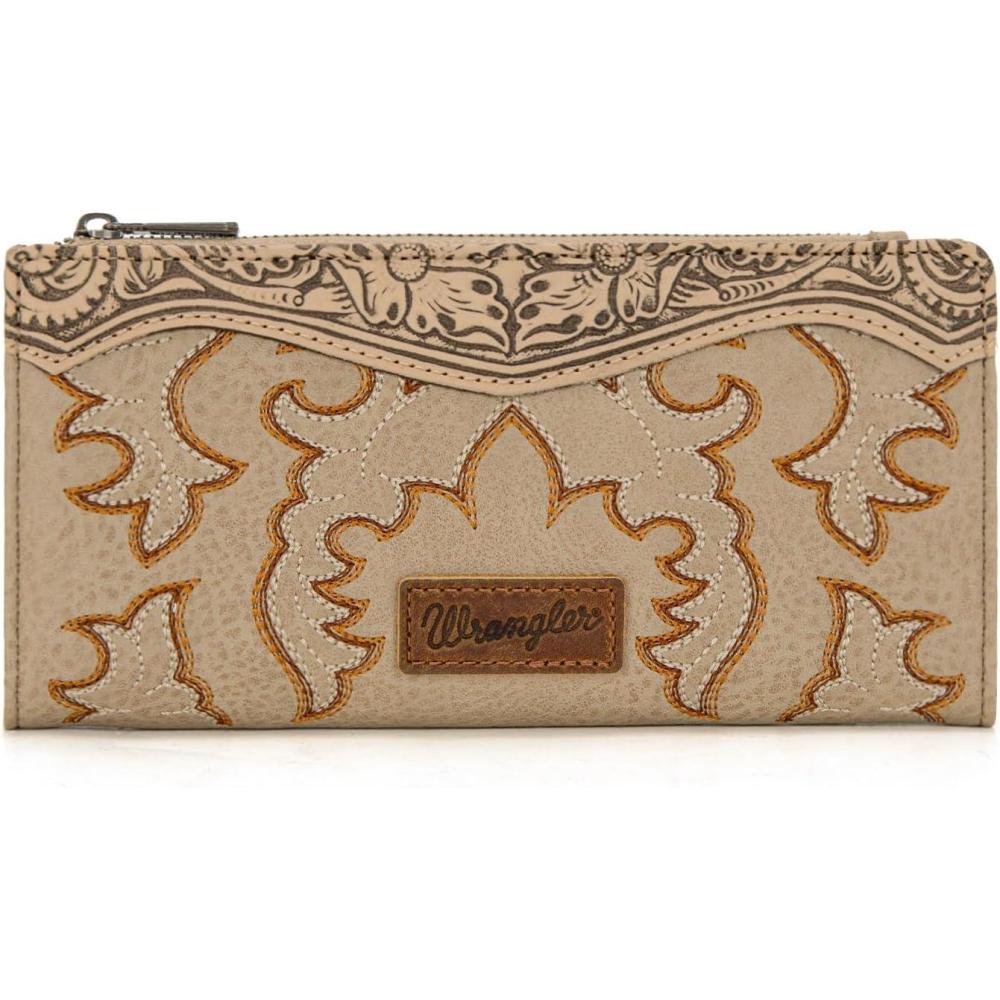 imageWrangler Wristlet Wallets Western Wallet for Women Floral Tooled Womens Wallet Boot Stitch PursesBoottan