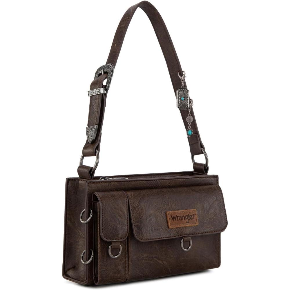 imageWrangler Y2K Purse Small Shoulder Bag for Women with Western Detachable Charms ampamp Multiple PocketsCoffee