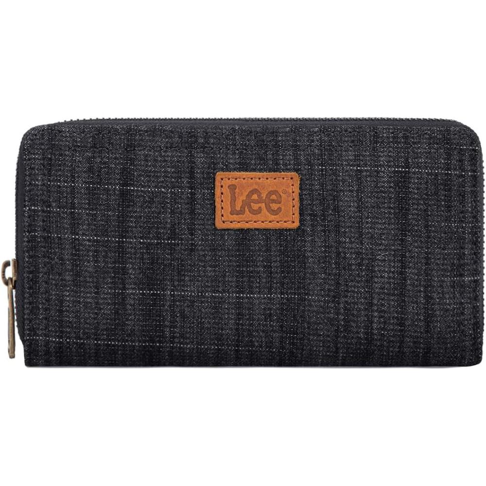 imageX Lee Black Wallet Women Female Ladies Girls Card Cases and Money Oganizer Large Long Cell Phone Wallet with Qualited Zipper Lightweight Minimalist and Versaltile