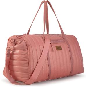 Lee Quilted Travel Duffel Bag for Women, Large Soft Puffy Lightweight Weekender Gym Bag with Adjustable Strap Water-Resistant Overnight Carry On Bag for Trips Sport Airplane Hospital(Pink)