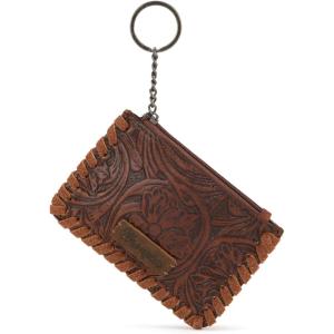 Montana West × Wrangler Coin Purse for Men Women Embossed Leather Coin Pouch Small Wallet, Black(Tooling Pouch Brown)