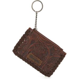 Montana West × Wrangler Coin Purse for Men Women Embossed Leather Coin Pouch Small Wallet, Black(Tooling Pouch Coffee)