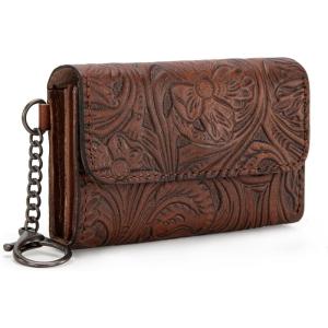 Montana West × Wrangler Coin Purse for Men Women Embossed Leather Coin Pouch Small Wallet, Black(Unique Mini Wallet Brown)