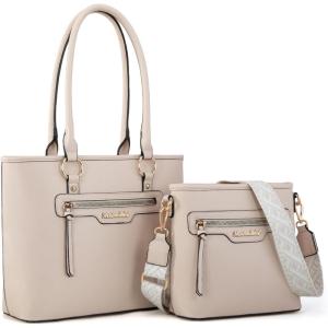 Montana West 2Pcs Handbags Sets for Women Large Tote Bags Cute Crossbody Purses(Beige)