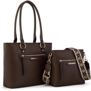 Montana West 2Pcs Handbags Sets for Women Large Tote Bags Cute Crossbody Purses(Coffee)