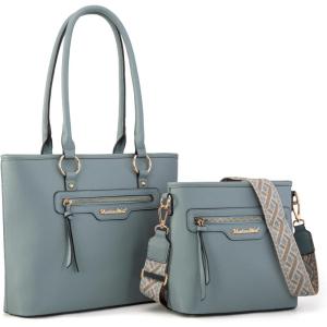 Montana West 2Pcs Handbags Sets for Women Large Tote Bags Cute Crossbody Purses(Jeans Blue)
