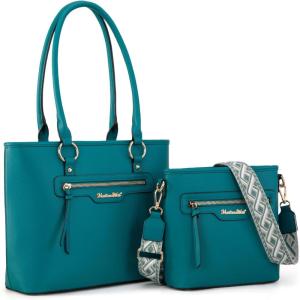 Montana West 2Pcs Handbags Sets for Women Large Tote Bags Cute Crossbody Purses(Turquoise)