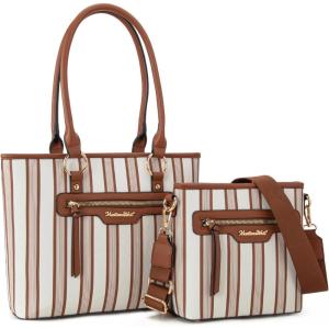 Montana West 2Pcs Handbags Sets for Women Large Tote Bags Cute Crossbody Purses(Z-brown)