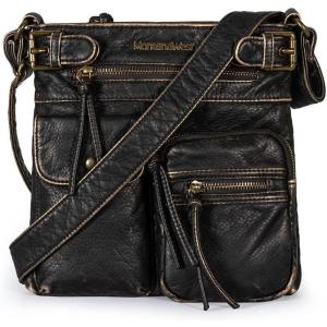 Montana West Crossbody Bag for Women Multi Pocket Shoulder Medium Travel Purses Ultra Soft Washed Leather(Classic-bronze)