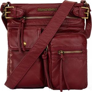 Montana West Crossbody Bag for Women Multi Pocket Shoulder Medium Travel Purses Ultra Soft Washed Leather(Classic-red)