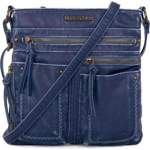 Montana West Crossbody Bag for Women Multi Pocket Shoulder Medium Travel Purses Ultra Soft Washed Leather(*Vintage-jean)