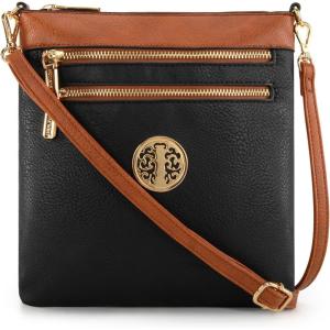 Montana West Crossbody Bags for Women Multi Pocket Cross Body Bag Purses with Adjustable Strap(Splicing Contrast Black)