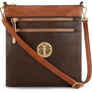 Montana West Crossbody Bags for Women Multi Pocket Cross Body Bag Purses with Adjustable Strap(Splicing Contrast Coffee)