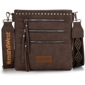 Montana West Crossbody Bags for Women Multi Pocket Cross Body Bag Purses with Guitar Strap(Vintage Coffee)