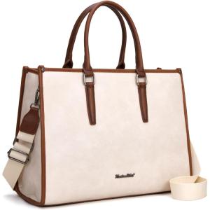Montana West Laptop Tote Bag for Women 15.6 Inch Computer Bags Business Office Work Briefcase With Adjustable Shoulder Strap(Beige)