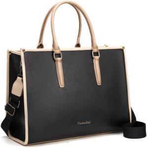 Montana West Laptop Tote Bag for Women 15.6 Inch Computer Bags Business Office Work Briefcase With Adjustable Shoulder Strap(Black)