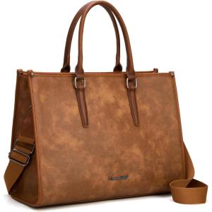 Montana West Laptop Tote Bag for Women 15.6 Inch Computer Bags Business Office Work Briefcase With Adjustable Shoulder Strap(Brown)