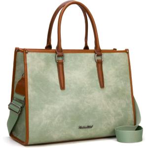 Montana West Laptop Tote Bag for Women 15.6 Inch Computer Bags Business Office Work Briefcase With Adjustable Shoulder Strap(Green)