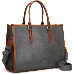 Montana West Laptop Tote Bag for Women 15.6 Inch Computer Bags Business Office Work Briefcase With Adjustable Shoulder Strap(Grey)