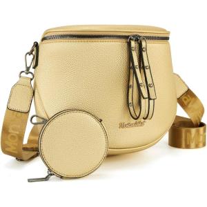Montana West Large Crossbody Bags for Women Bum Bag Sling Purse with Adjustable Strap(Large-gold)