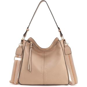 Montana West Medium Hobo Bags for Women Top Handle Satchel Shoulder Purse Bucket Handbag(Guitar Strap-khaki)