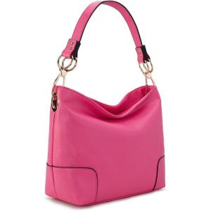 Montana West Medium Hobo Bags for Women Top Handle Satchel Shoulder Purse Bucket Handbag(Special-hot Pink)