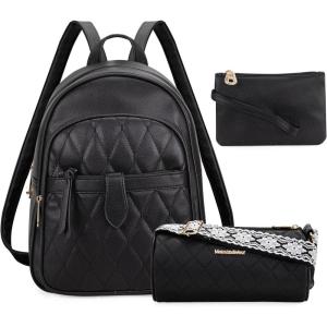 Montana West Mini Cute Backpack for Girls Anti Theft Backpack with Secured Zipper and Tassel(3pcs Black)