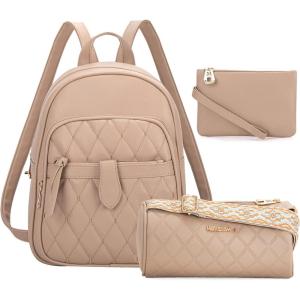 Montana West Mini Cute Backpack for Girls Anti Theft Backpack with Secured Zipper and Tassel(3pcs Khaki)