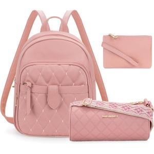 Montana West Mini Cute Backpack for Girls Anti Theft Backpack with Secured Zipper and Tassel(3pcs Pink)