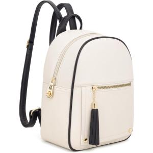 Montana West Mini Cute Backpack for Girls Anti Theft Backpack with Secured Zipper and Tassel(Mini Beige & Black)