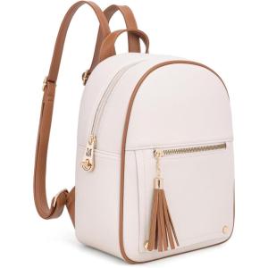 Montana West Mini Cute Backpack for Girls Anti Theft Backpack with Secured Zipper and Tassel(Mini Beige & Brown)