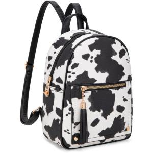 Montana West Mini Cute Backpack for Girls Anti Theft Backpack with Secured Zipper and Tassel(Mini Cow Print Black)