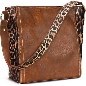 Montana West Purse for Women Trendy Soft Shoulder Purses and Handbags Hobo Bags(B Leopard Brown)