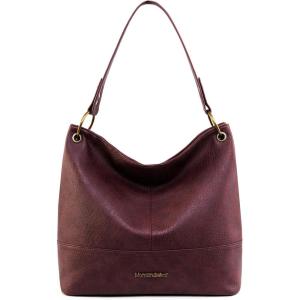 Montana West Purses for Women Hobo Shoulder Handbags with Zipper(A-burgundy Brown)