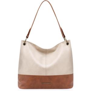 Montana West Purses for Women Hobo Shoulder Handbags with Zipper(A-light Cream)