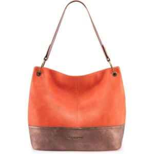 Montana West Purses for Women Hobo Shoulder Handbags with Zipper(A-orange/Broze)
