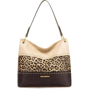 Montana West Purses for Women Hobo Shoulder Handbags with Zipper(B-beige/Leopard/Coffee)