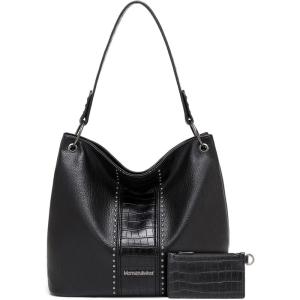 Montana West Purses for Women Hobo Shoulder Handbags with Zipper(Z-black/Croco)