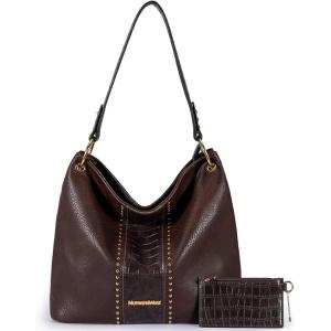 Montana West Purses for Women Hobo Shoulder Handbags with Zipper(Z-coffee/Croco)
