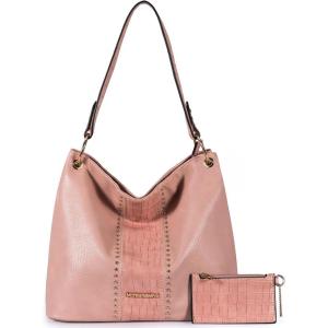 Montana West Purses for Women Hobo Shoulder Handbags with Zipper(Z-hot Pink/Croco)