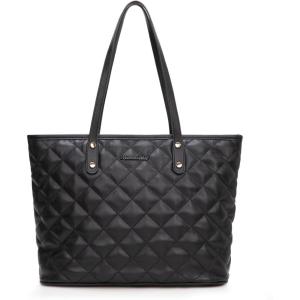 Montana West Quilted Tote Bag for Women Large Shoulder Bag Fashion Handbags with Top Zipper(Angel Quilted Black)