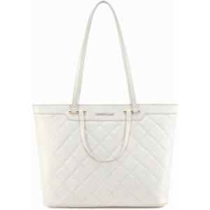 Montana West Quilted Tote Bag for Women Large Shoulder Bag Fashion Handbags with Top Zipper(New Angels-white)