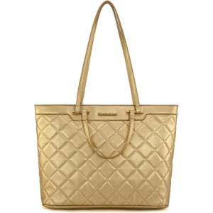 Montana West Quilted Tote Bag for Women Large Shoulder Bag Fashion Handbags with Top Zipper(New-gold)