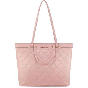 Montana West Quilted Tote Bag for Women Large Shoulder Bag Fashion Handbags with Top Zipper(New-hot Pink)