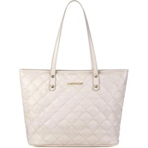 Montana West Quilted Tote Bag for Women Large Shoulder Bag Fashion Handbags with Top Zipper(Quilted Beige)