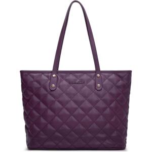 Montana West Quilted Tote Bag for Women Large Shoulder Bag Fashion Handbags with Top Zipper(Quilted Dull Lavender)