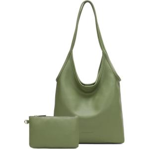 Montana West Slouchy Hobo Bags for Women Soft Designer Shoulder Purses Ladies Top Handle Handbag(1moss Green)