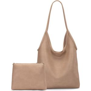 Montana West Slouchy Hobo Bags for Women Soft Designer Shoulder Purses Ladies Top Handle Handbag(A Beige)