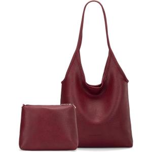 Montana West Slouchy Hobo Bags for Women Soft Designer Shoulder Purses Ladies Top Handle Handbag(A Red)
